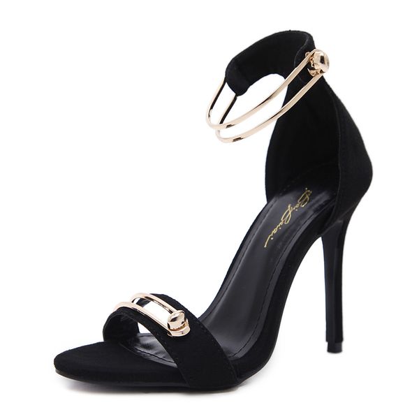 new fashionl women high heel pumps open toe elegant catwalk show style crystal sandals word buckle lady party shoes plus size, Black
new fashionl women high heel pumps open toe elegant catwalk show style crystal sandals word buckle lady party shoes plus size, Black