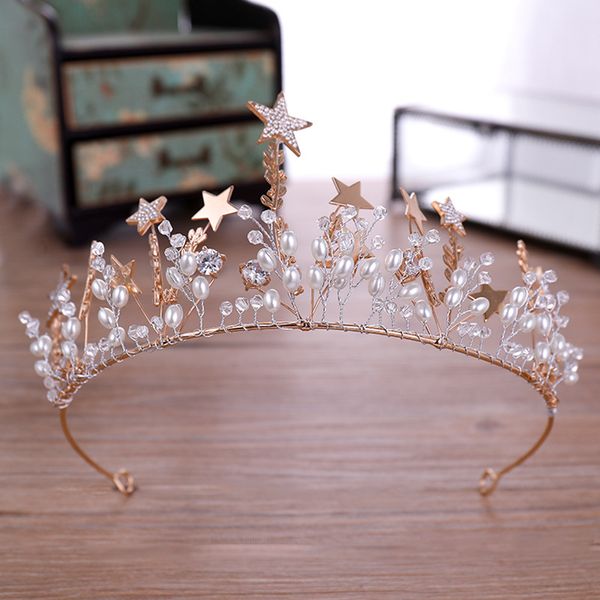 2018 new bride wedding crown and tiara crystal star pearls bridal hair ornaments accessories princess rhinestone crowns hairband, Golden;white
2018 new bride wedding crown and tiara crystal star pearls bridal hair ornaments accessories princess rhinestone crowns hairband, Golden;white
