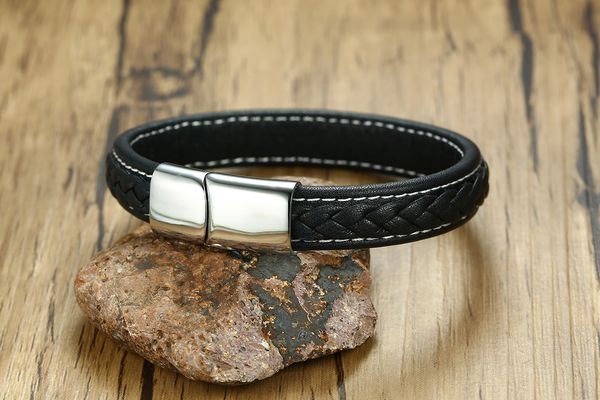 Black Color Fashion Simple Men's Leather Bangle Stainless Steel Bracelet Watchband Jewelry Gift for Boys Men Jb229
Black Color Fashion Simple Men's Leather Bangle Stainless Steel Bracelet Watchband Jewelry Gift for Boys Men Jb229
