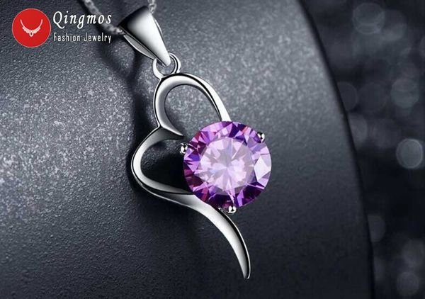 qingmos heart pendant necklace for women with 27*13mm sterling silver heart & purple zircon pendant necklace jewelry 16'' ne6251
qingmos heart pendant necklace for women with 27*13mm sterling silver heart & purple zircon pendant necklace jewelry 16'' ne6251