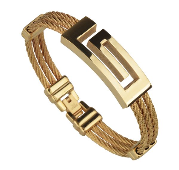 Gold Color Wire Cable Men Charm Bracelets Bangles High Quality Titanium Steel New 2017 Men Fashion Jewelry
Gold Color Wire Cable Men Charm Bracelets Bangles High Quality Titanium Steel New 2017 Men Fashion Jewelry