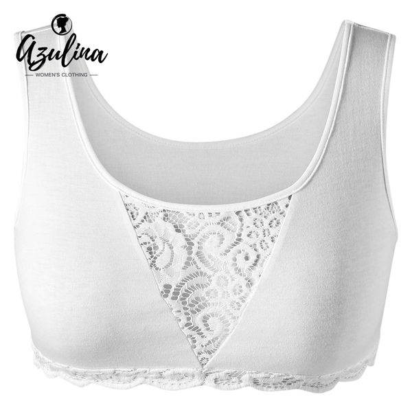 

azulina plus size cropped lace insert tank summer women tees causal u neck sleeveless crop big size women clothing, White