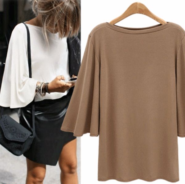 2018 euro style new style pure color batwing sleeve t-shirt fashion all matched slash neck casual fashion bottoming shirt, White
2018 euro style new style pure color batwing sleeve t-shirt fashion all matched slash neck casual fashion bottoming shirt, White