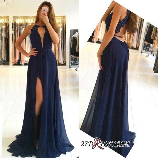 new navy blue crew neck side split evening dresses 2018 sleeveless backless lace chiffon prom dresses long party gowns ba9626, Black;red
new navy blue crew neck side split evening dresses 2018 sleeveless backless lace chiffon prom dresses long party gowns ba9626, Black;red