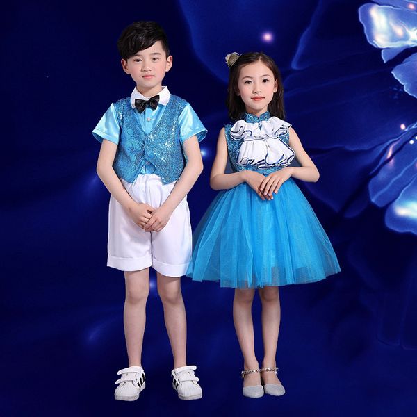 children's performance suit 61 children's new performance clothes children's dance dress girl girl, Blue
children's performance suit 61 children's new performance clothes children's dance dress girl girl, Blue