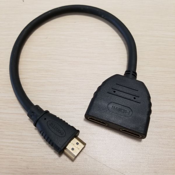 

hdmi 1 to 2 splitter data transfer hd adapter conversion cable 1.4 version black 30cm