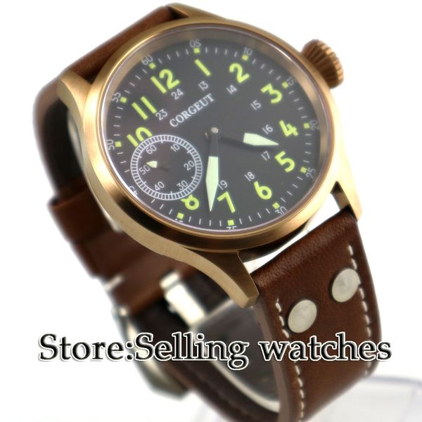 43mm corgeut black dial bronze case sapphire glass luminous hand winding men's watch, Slivery;brown
43mm corgeut black dial bronze case sapphire glass luminous hand winding men's watch, Slivery;brown