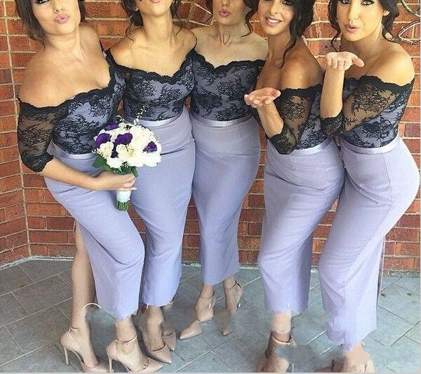 tea length mermaid wedding bridesmaid dresses 2019 with off shoulder long sleeve black lace formal dress evening party dress plus size, White;pink
tea length mermaid wedding bridesmaid dresses 2019 with off shoulder long sleeve black lace formal dress evening party dress plus size, White;pink