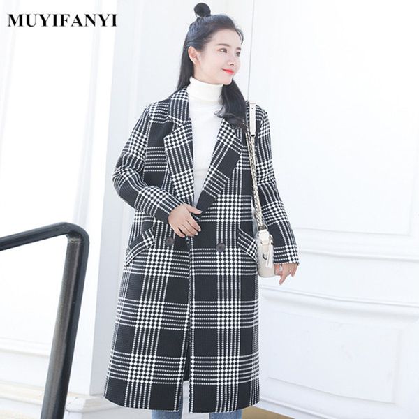 2018 autumn winter warm long wool coat women korean fashion plaid double breasted belted slim wool blends outerwear, Black
2018 autumn winter warm long wool coat women korean fashion plaid double breasted belted slim wool blends outerwear, Black