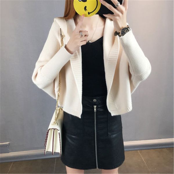 2018 new autumn winter hooded cardigans and sweaters batwing sleeve shawl jacket ladies knitted cape female cloak coat pz435, White;black
2018 new autumn winter hooded cardigans and sweaters batwing sleeve shawl jacket ladies knitted cape female cloak coat pz435, White;black