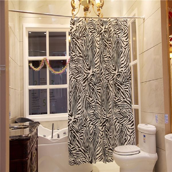 

yl08 ванная комната полиэстер ткань занавески для душа водонепроницаемый черный и белый сексуальная зебра ванна декор полосатый занавес с 12