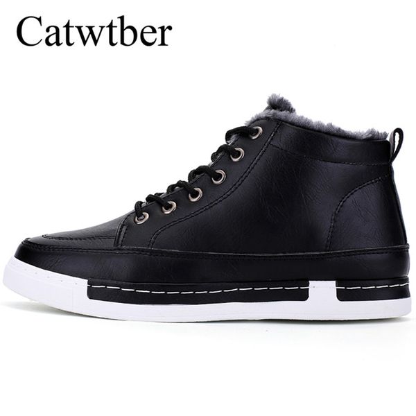 catwtber new snow boots men leather man boots flats men casual shoes high winter warm with fur plush sneakers footwear, Black 
catwtber new snow boots men leather man boots flats men casual shoes high winter warm with fur plush sneakers footwear, Black