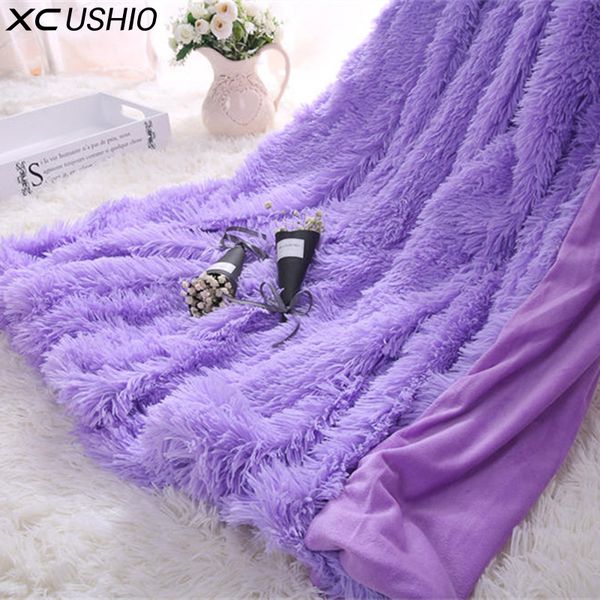 

xc ushio super soft long shaggy fuzzy fur faux fur warm elegant cozy with fluffy sherpa throw blanket bed sofa blanket gift