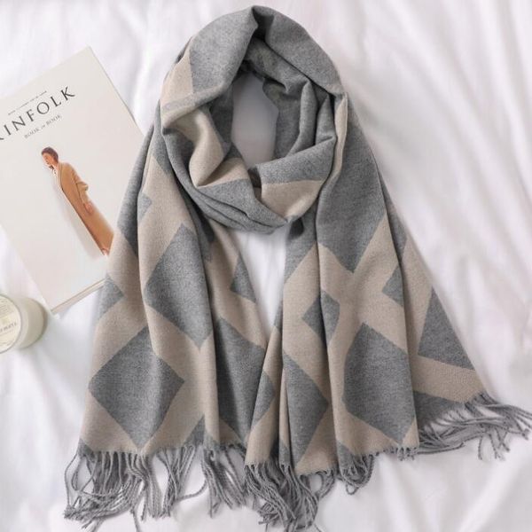 new autumn and winter korean style fringed scarf female geometric diamond double-side thermal cape long style student scarf, Blue;gray
new autumn and winter korean style fringed scarf female geometric diamond double-side thermal cape long style student scarf, Blue;gray