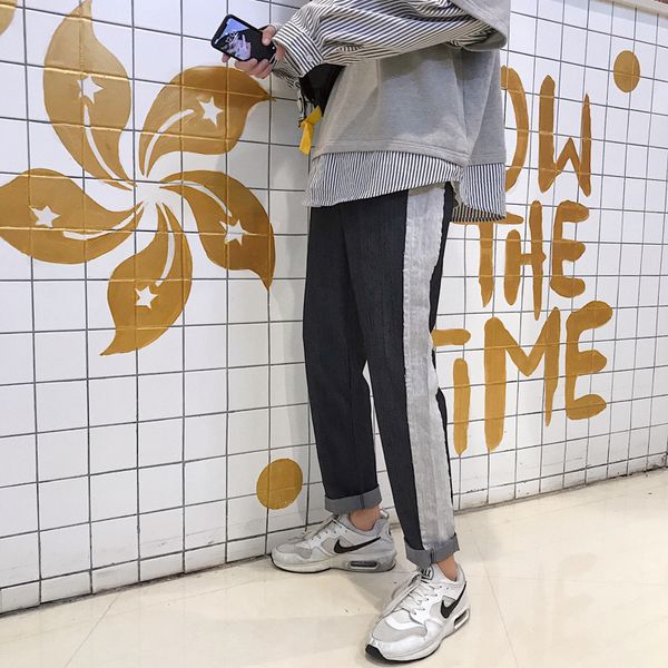 2018 men fashion casual loose solid color spliced small straight leg cowboy pants baggy jeans denim tapered trousers homme -2xl, Blue
2018 men fashion casual loose solid color spliced small straight leg cowboy pants baggy jeans denim tapered trousers homme -2xl, Blue