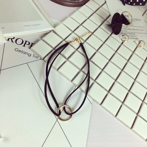 black brown gothic handmade retro velvet cord choker charm necklace simple double rope roundring collier bijoux, Golden;silver
black brown gothic handmade retro velvet cord choker charm necklace simple double rope roundring collier bijoux, Golden;silver