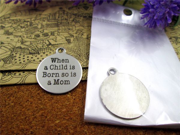 40pcs--"when a child is born so is a mom"stainless steel charms more style for choosing diy charms pendants for necklace, Bronze;silver
40pcs--"when a child is born so is a mom"stainless steel charms more style for choosing diy charms pendants for necklace, Bronze;silver
