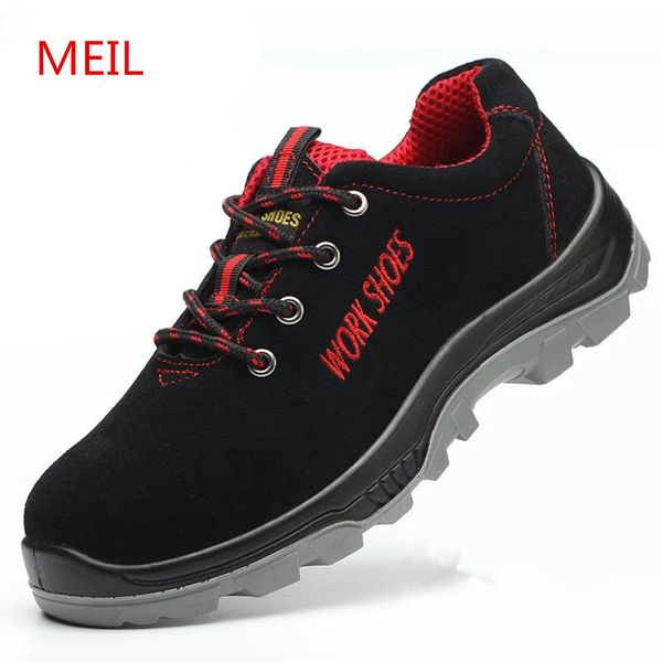 

men work safety shoes steel toe warm breathable men's casual boots puncture proof labor insurance shoes large size ing, Black