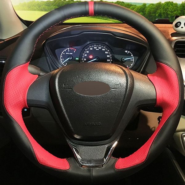 diy hand-stitched car steering wheel cover black red leather for ford fiesta 2008-2013 ecosport 2013-2016
diy hand-stitched car steering wheel cover black red leather for ford fiesta 2008-2013 ecosport 2013-2016