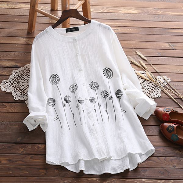 2018 autumn women vintage round neck printed blouse loose long sleeve buttons work white casual office shirt cotton blusas
2018 autumn women vintage round neck printed blouse loose long sleeve buttons work white casual office shirt cotton blusas