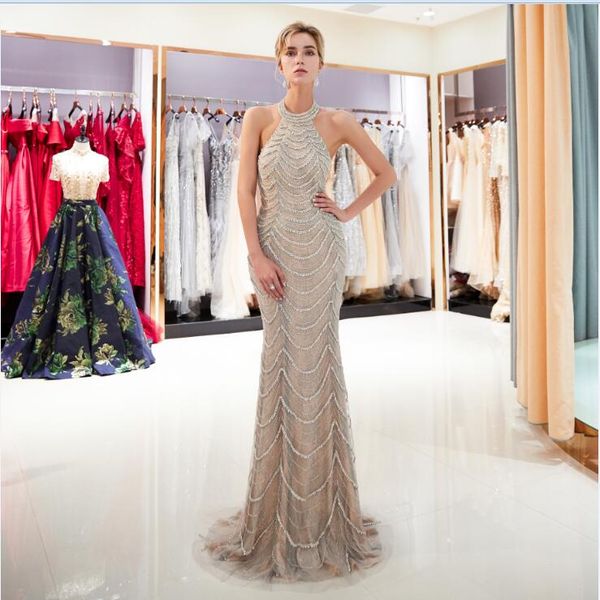 2018 halter in stock prom party dresses beaded crystal beaded party evening formal gown elegant a-line formal evening dresses 90684, Black
2018 halter in stock prom party dresses beaded crystal beaded party evening formal gown elegant a-line formal evening dresses 90684, Black