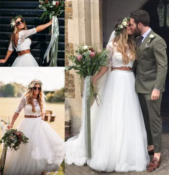 plus size country boho beach wedding dresses two pieces a line vintage lace crop half sleeves greek bohemian bridal gowns, White
plus size country boho beach wedding dresses two pieces a line vintage lace crop half sleeves greek bohemian bridal gowns, White
