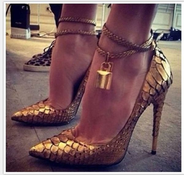ladies metallic lock decor ankle coiled bling dress shoes gold snakeskin pumps stiletto heels pointed toe women size 45 high heel, Black
ladies metallic lock decor ankle coiled bling dress shoes gold snakeskin pumps stiletto heels pointed toe women size 45 high heel, Black