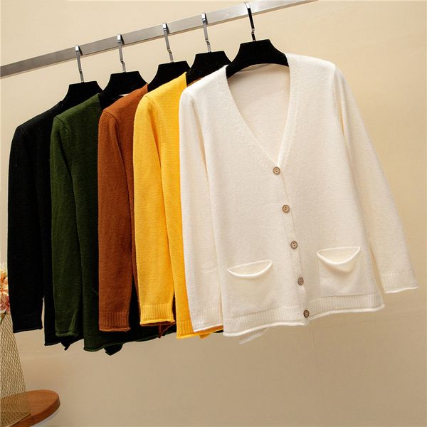 2018 new fashion spring autumn women cardigan sweaters long sleeve single-breasted v-neck stitching solid knitted clothing, White;black
2018 new fashion spring autumn women cardigan sweaters long sleeve single-breasted v-neck stitching solid knitted clothing, White;black