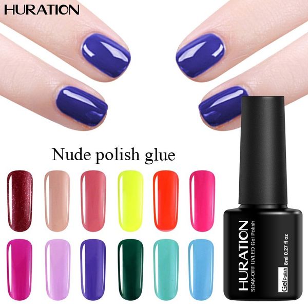 

huration 8ml nude 29 colors permanent gel nail polish uv led lamp color art gel lacquer soak off semi-permanent hybrid varnish, Red;pink