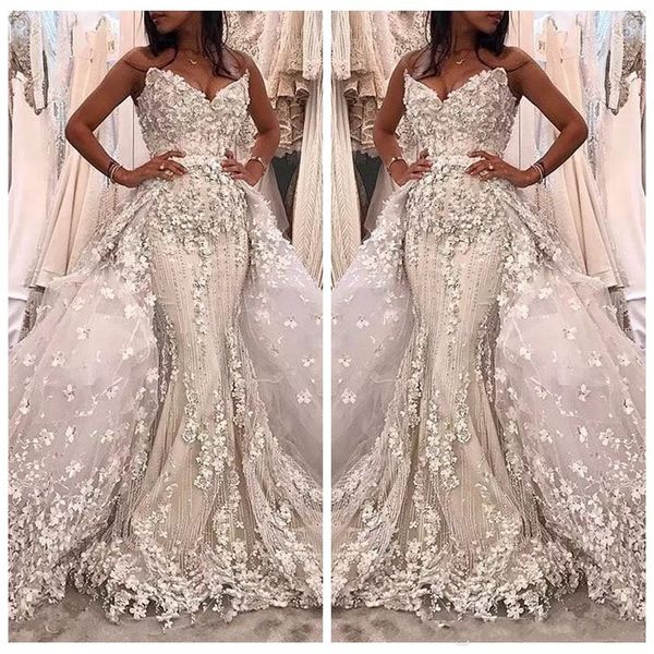 luxurious 2018 sweetheart mermaid detachable train wedding dresses beaded bridal gowns with 3d floral adorned custom garden middle east, White
luxurious 2018 sweetheart mermaid detachable train wedding dresses beaded bridal gowns with 3d floral adorned custom garden middle east, White
