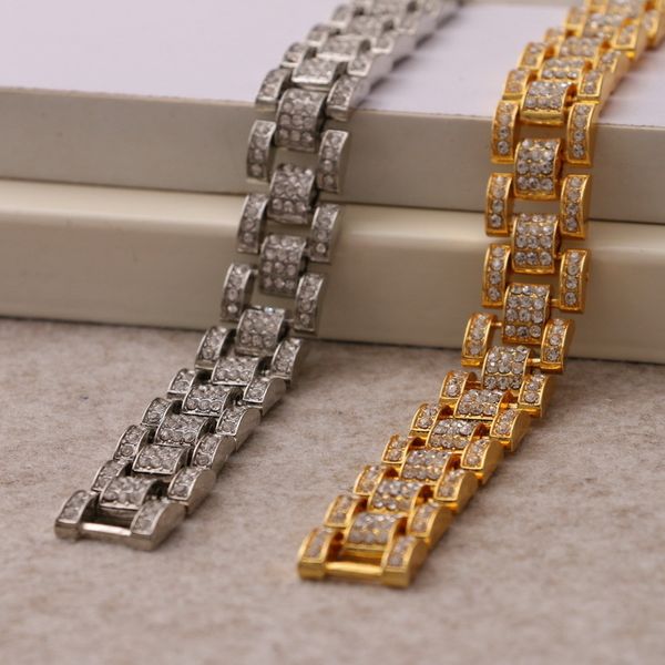 gold filled watchband president bracelet bangles men iced out rhinestone strap adjustable luxury bracelet jewelry, Black
gold filled watchband president bracelet bangles men iced out rhinestone strap adjustable luxury bracelet jewelry, Black