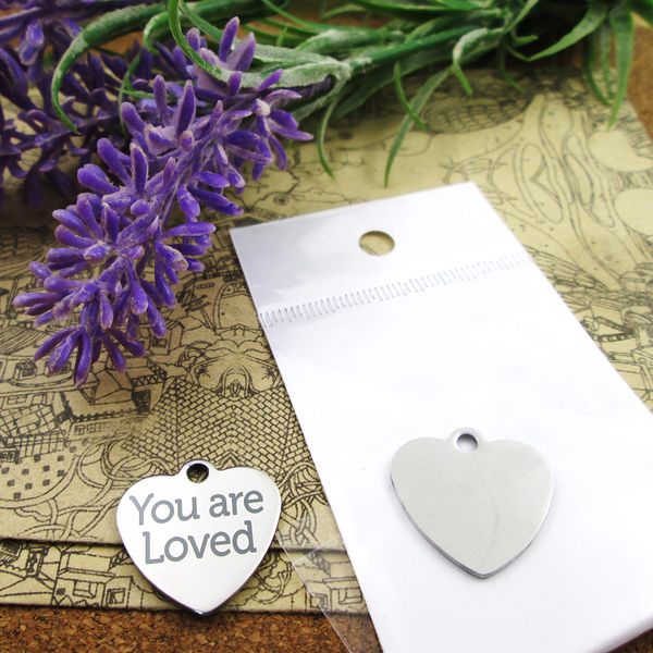 40pcs--"you are loved"stainless steel charms more style for choosing diy charms pendants for necklace, Bronze;silver