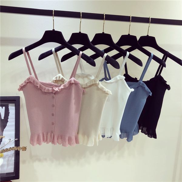 new summer for women 2018 casual button camis tank womens sleeveless spaghetti strap solid crop knitted white vest
new summer for women 2018 casual button camis tank womens sleeveless spaghetti strap solid crop knitted white vest