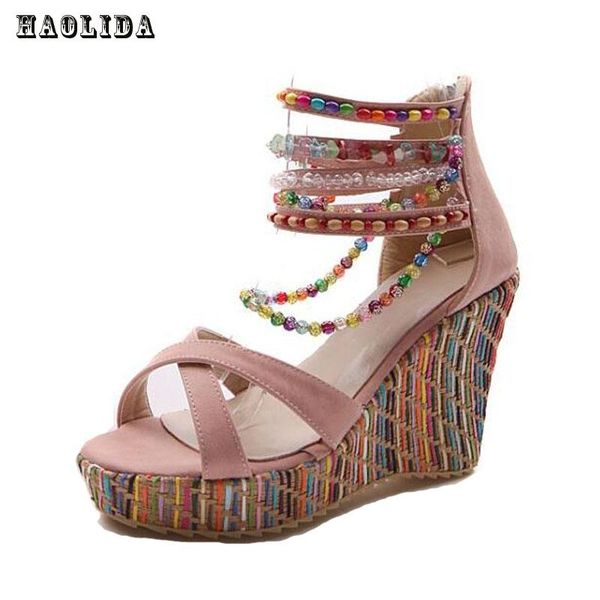 Brand New Women's Shoes Bohemian High Heel Wedge Sandals Fashion Color Beaded Chain Thick Crust Muffin Sandals Shoes Pumps
Brand New Women's Shoes Bohemian High Heel Wedge Sandals Fashion Color Beaded Chain Thick Crust Muffin Sandals Shoes Pumps