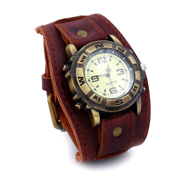 new fashion wide strap bronze watch leather bracelet brown & black punk badge wristband pin buckle adjustable jewelry gifts for boys, Slivery;brown
new fashion wide strap bronze watch leather bracelet brown & black punk badge wristband pin buckle adjustable jewelry gifts for boys, Slivery;brown