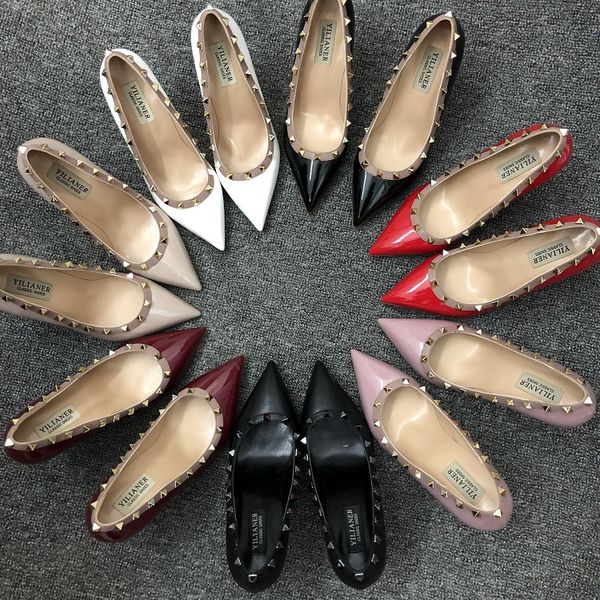 real p fashion women pumps lady red nude patent point toe studded spikes shoes pumps stiletto heels party shoes, Black
real p fashion women pumps lady red nude patent point toe studded spikes shoes pumps stiletto heels party shoes, Black