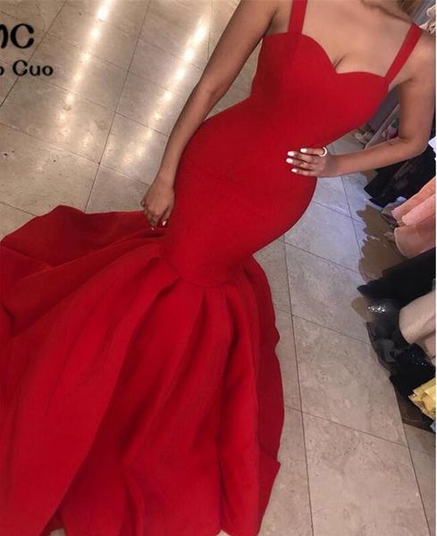 2018 red mermaid prom dresses long spaghetti straps sweetheart zipper back ruched satin party evening gowns sweep train, Black
2018 red mermaid prom dresses long spaghetti straps sweetheart zipper back ruched satin party evening gowns sweep train, Black
