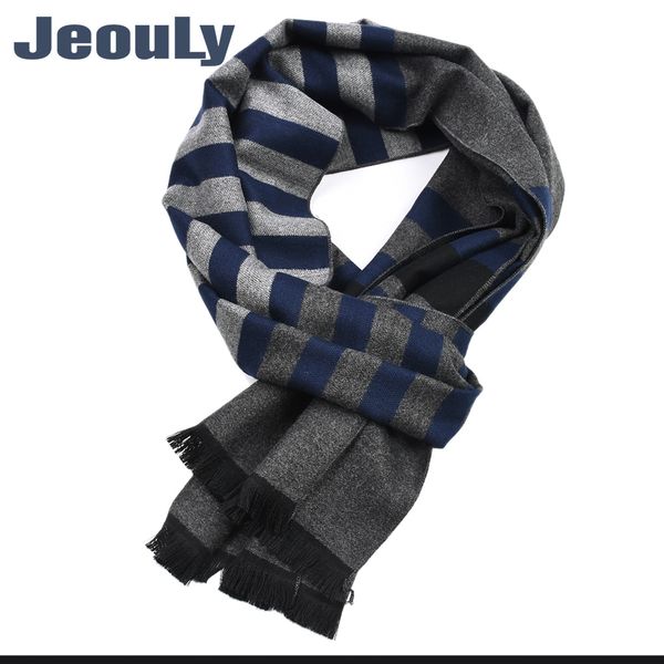 jeouly brand men scarf 2018 autumn winter vintage soft fine striped men's imitation cashmere scarves business casual scarfs, Blue;gray 
jeouly brand men scarf 2018 autumn winter vintage soft fine striped men's imitation cashmere scarves business casual scarfs, Blue;gray