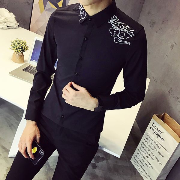 plus size 5xl-s young man shirt fashion 2018 autumn new slim fit dress shirts men embroidery long sleeve casual blouse homme, White;black
plus size 5xl-s young man shirt fashion 2018 autumn new slim fit dress shirts men embroidery long sleeve casual blouse homme, White;black