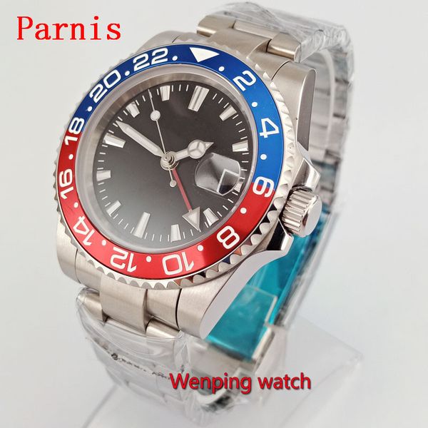 40mm watch sapphire glass luminous black dial gmt automatic date wristwatch w2672, Slivery;brown
40mm watch sapphire glass luminous black dial gmt automatic date wristwatch w2672, Slivery;brown