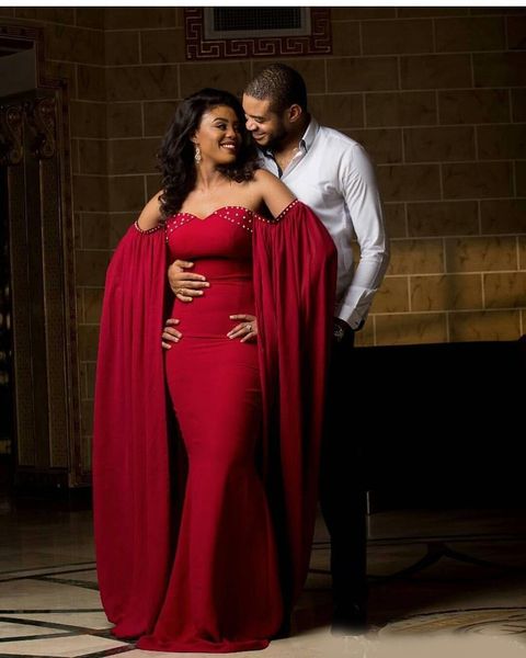 saudi arabic dubai 2020 long red elegant off the shoulder mermaid prom dresses with cloak beaded formal evening party gowns with wraps, Black
saudi arabic dubai 2020 long red elegant off the shoulder mermaid prom dresses with cloak beaded formal evening party gowns with wraps, Black