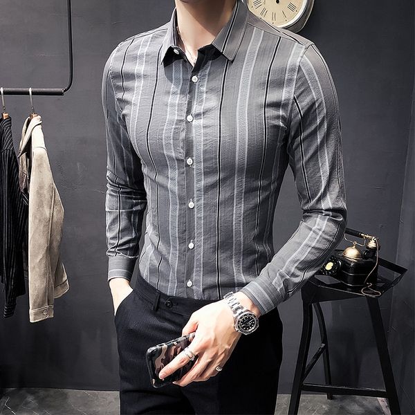 quality autumn shirt men long sleeve slim fit striped male shirt casual business party dress shirts korean all match men clothes, White;black
quality autumn shirt men long sleeve slim fit striped male shirt casual business party dress shirts korean all match men clothes, White;black