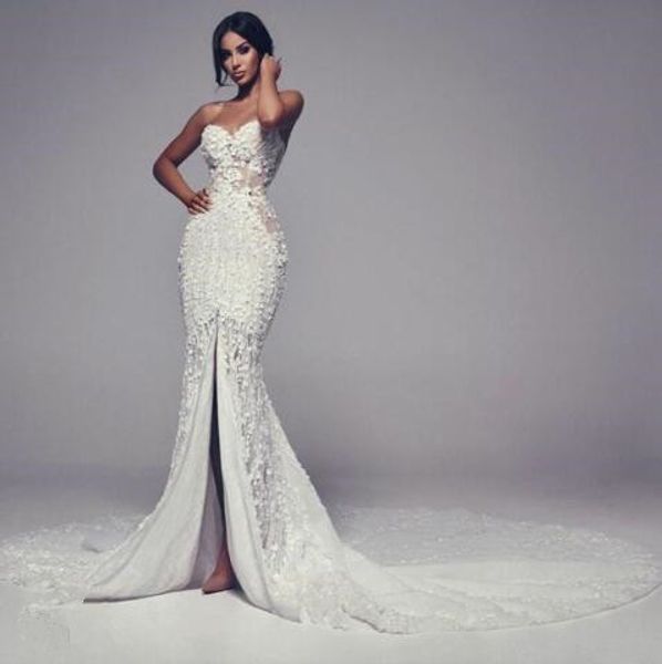 2019 mermaid wedding dresses sweetheart neck lace appliques backless bridal gowns sweep train beading crystal wedding dress plus size, White
2019 mermaid wedding dresses sweetheart neck lace appliques backless bridal gowns sweep train beading crystal wedding dress plus size, White