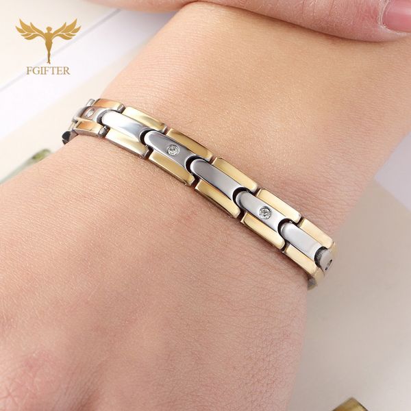 fgifter charming 316l stainless steel bracelets with crystal men women's gold silver jewelry magnetic bracelets, Black
fgifter charming 316l stainless steel bracelets with crystal men women's gold silver jewelry magnetic bracelets, Black