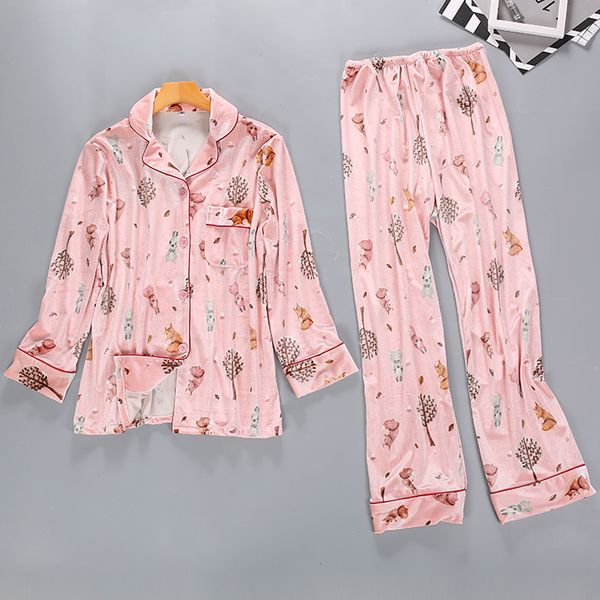 ladies sweet pajamas set girl's cute sleepwear set 2pieces print pyjama femme velour pijama warm nightwear for winter autumn, Blue;gray
ladies sweet pajamas set girl's cute sleepwear set 2pieces print pyjama femme velour pijama warm nightwear for winter autumn, Blue;gray