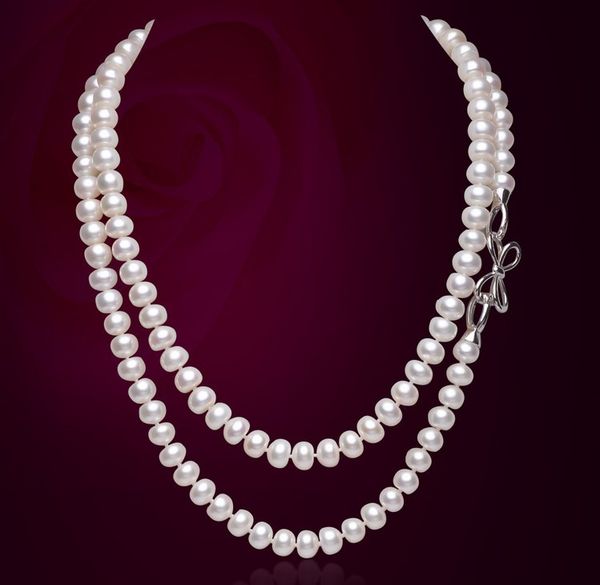 90cm long natural freshwater pearl necklace sweater chain with 8-9mm big pearls for women valentine' gift, Silver
90cm long natural freshwater pearl necklace sweater chain with 8-9mm big pearls for women valentine' gift, Silver