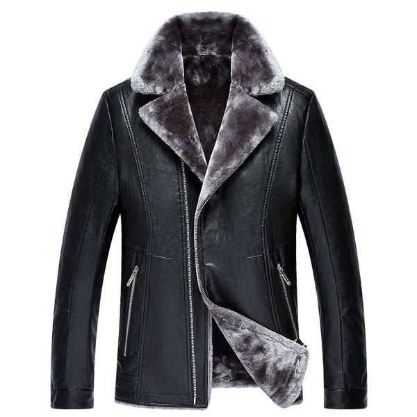 new men winter jacket fashion fleece lined thick warm pu leather sheep motorcycle bomber casual faux leather coats lapel, Black
new men winter jacket fashion fleece lined thick warm pu leather sheep motorcycle bomber casual faux leather coats lapel, Black