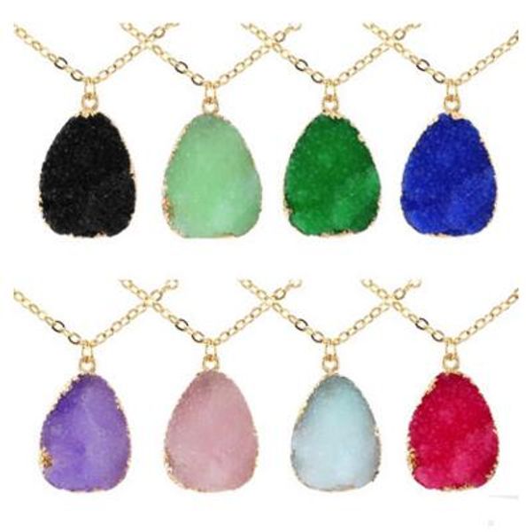 fashion natural stone pendant necklaces anomalistic druzy chakra bead gemstone necklace gold chains for women bohemia jewelry 30 pcs, Silver
fashion natural stone pendant necklaces anomalistic druzy chakra bead gemstone necklace gold chains for women bohemia jewelry 30 pcs, Silver