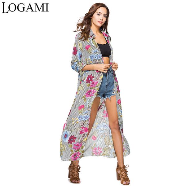 logami long sleeve turn-down collar blouse long print striped chiffon blouse shirts women beach blouses, White
logami long sleeve turn-down collar blouse long print striped chiffon blouse shirts women beach blouses, White