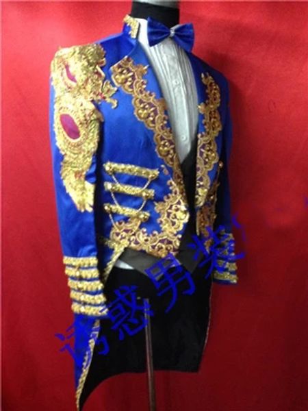 mens royal blue golden embroidery swallow tail tuxedo jacket/stage performance/only jacket/can customs size, White;black
mens royal blue golden embroidery swallow tail tuxedo jacket/stage performance/only jacket/can customs size, White;black